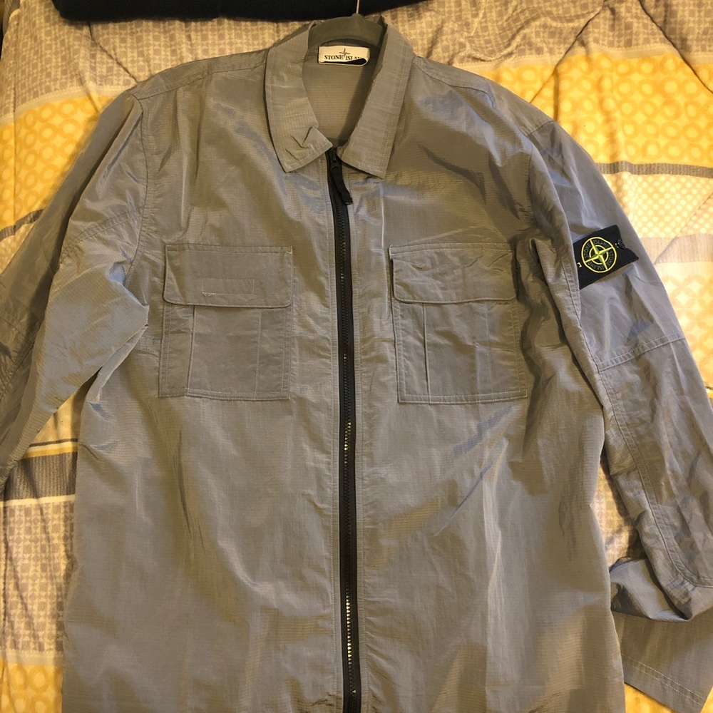 Stone island nylon metal overshirt silver sz xxl